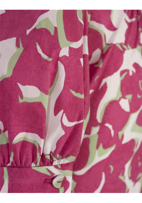 Queena Cotton Dress in Flora Nocturna Pink DIANE VON FURSTENBERG | DVFDS2R004FLNPM