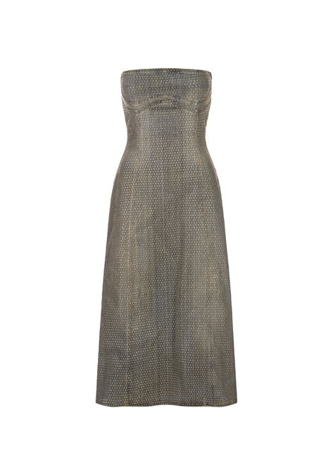 Blue/Beige Denim Midi Dress With Rhinestones DIESEL | A11811-09I2301