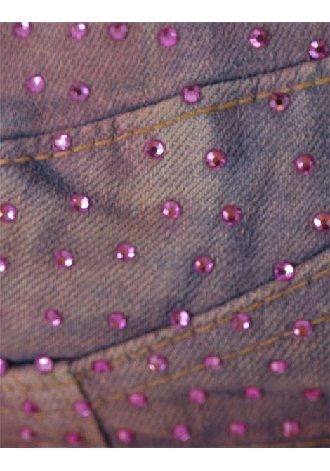 Vintage Pink Denim Crop Top With Rhinestones DIESEL | A12490-09I2201