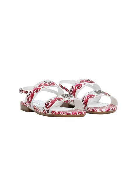 Sandalo Con Stampa Maiolica Fucsia DOLCE & GABBANA KIDS | D10819-A1114HE3OB