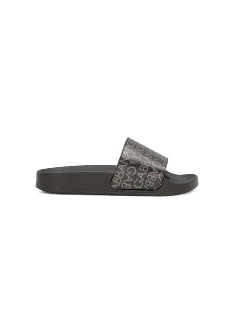 Black Slippers With Logo Stripe DOLCE & GABBANA KIDS | DD0318-AO979HNXCI