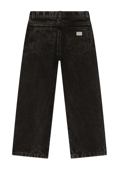 Jeans Wide-Leg Grigi Con Motivo Logo DOLCE & GABBANA KIDS | L42F44-LDB86S9000
