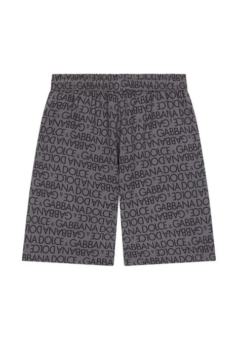 Grey Bermuda Shorts With All-Over Logo DOLCE & GABBANA KIDS | L43Q17-FS8C4HIXCN