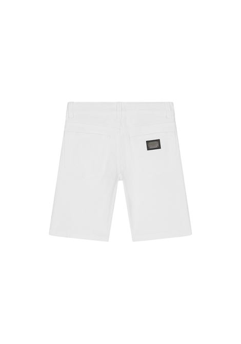 5 Pocket Denim Bermuda Shorts With Logo Plaque DOLCE & GABBANA KIDS | L43Q18-LDB43S9000