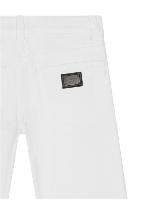 5 Pocket Denim Bermuda Shorts With Logo Plaque DOLCE & GABBANA KIDS | L43Q18-LDB43S9000