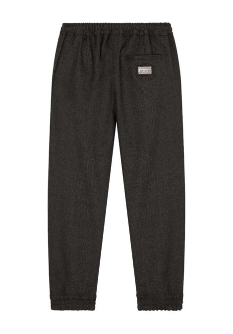Dark Grey Flannel Trousers With Drawstring DOLCE & GABBANA KIDS | L44P32-FUBD9S8291