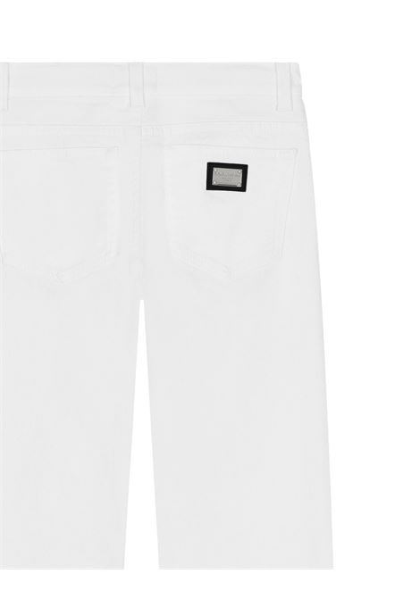 Pantalone 5 Tasche In Denim Bianco Con Strappi DOLCE & GABBANA KIDS | L52F69-LDB53S9000