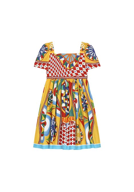 Short Sleeved Dress In Poplin With Cart Print DOLCE & GABBANA KIDS | L53DF6-G7J9MHH4KV