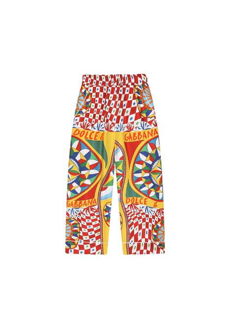 Twill Trousers With Cart Print and Contrast Piping DOLCE & GABBANA KIDS | L53P30-G7J9GHH4KV