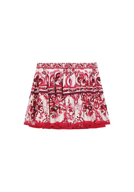 Short Skirt With Fuchsia Majolica Print DOLCE & GABBANA KIDS | L54I49-G7J5UHE3TN