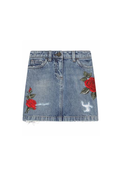 Denim 5 Pocket Short Skirt With Patch Rose DOLCE & GABBANA KIDS | L54I55-LDB51B8966