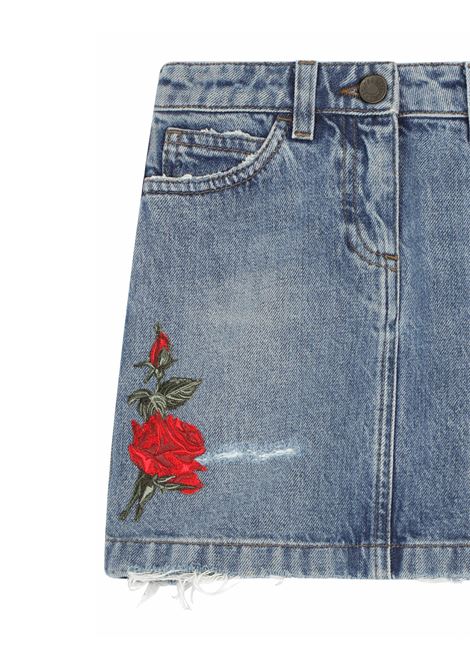 Denim 5 Pocket Short Skirt With Patch Rose DOLCE & GABBANA KIDS | L54I55-LDB51B8966