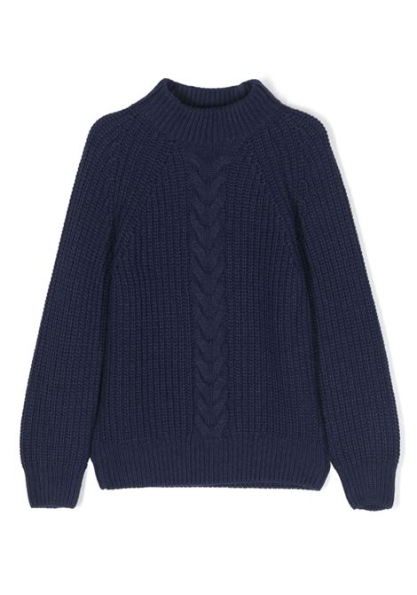 Blue Pullover With Central Cable Braid DONDUP JUNIOR | DMMA001-FL1164000