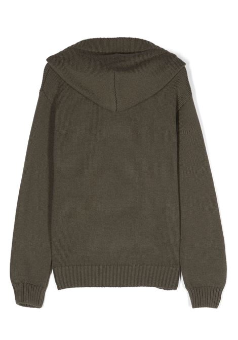 Olive Green Knitted Hooded Pullover DONDUP JUNIOR | DMMA005-FL0111005