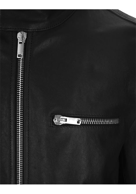 Black Leather Biker With Fleece Hoodie DONDUP | UJ903-PL0392 XXX999