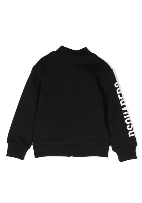 Black Zipped Sweatshirt With Maxi Logo DSQUARED2 KIDS | DQ1764-D0A4DDQ900