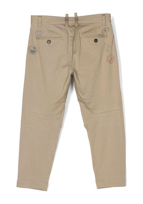 Beige Casual Trousers With Prints DSQUARED2 KIDS | DQ1923-D0A4SDQ710