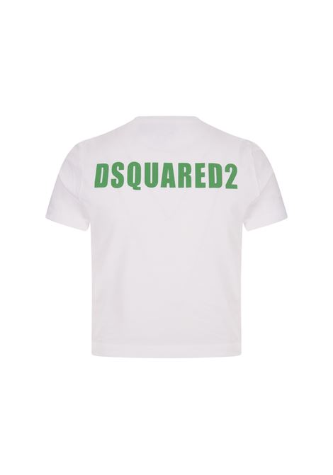 White Slim Crop T-Shirt With Logo Print DSQUARED2 | S72GD0459-S24613100