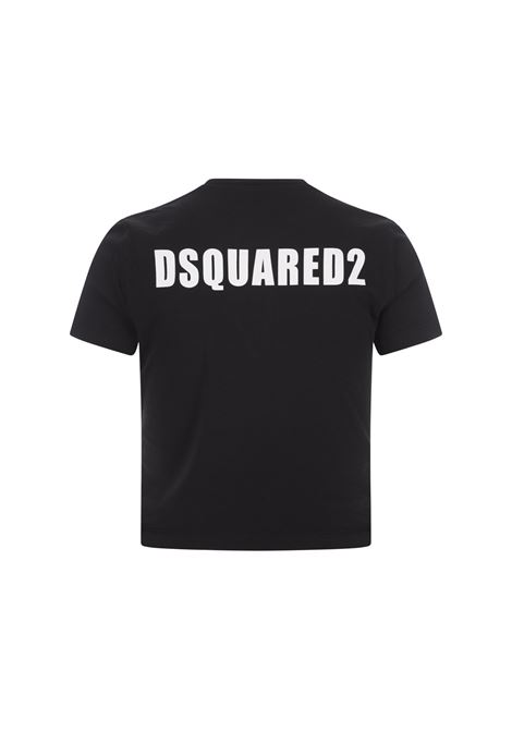 Black Slim Crop T-Shirt With Logo Print DSQUARED2 | S72GD0459-S24613900