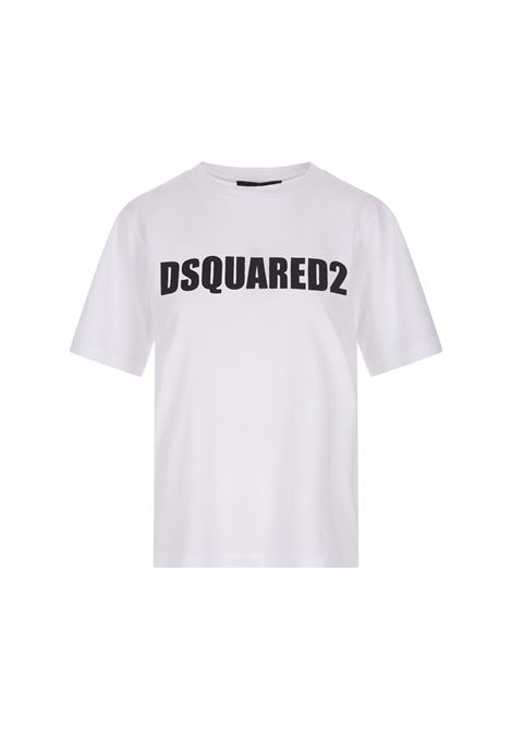 T-Shirt Bianca Con Logo Nero DSQUARED2 | S72GD0472-S23009100