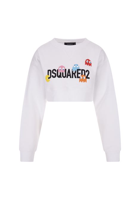Pac-Man Cropped Cool Sweatshirt In White DSQUARED2 | S72GU0445-S25516100