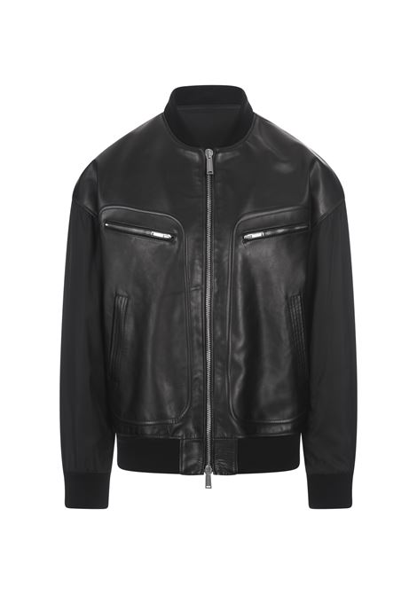 Western Aviator Leather Jacket In Black DSQUARED2 | S74AM1390-SX9749900