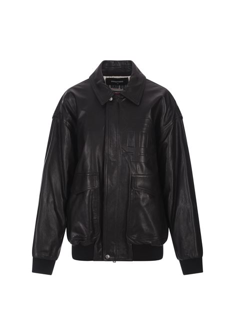 Classic Leather Bomber Jacket In Black DSQUARED2 | S75AM0984-SY1635900