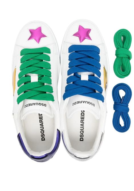 White Boxer Sneakers With Embroidered Patches DSQUARED2 | SNW0242-01505909M1463
