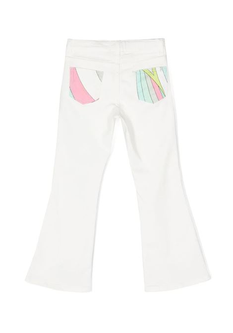 White Flare Jeans With Pastel Iride Print EMILIO PUCCI JUNIOR | PT6B10-D0039101