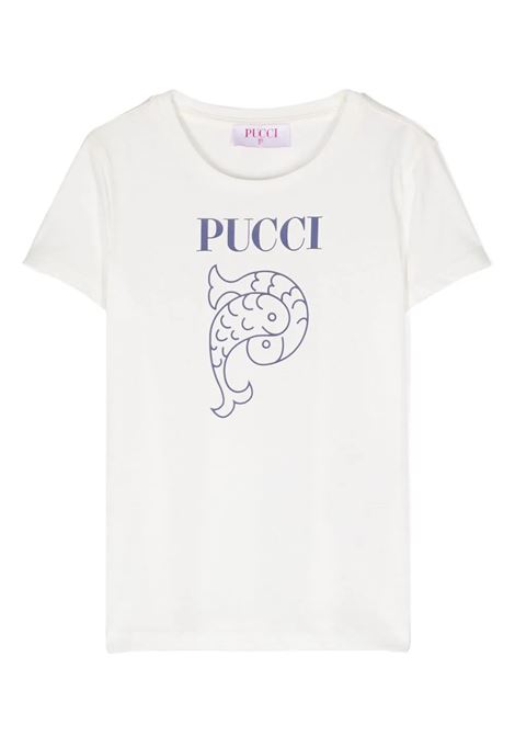 T-Shirt Bianca Con Logo EMILIO PUCCI JUNIOR | PT8A11-Z0082101