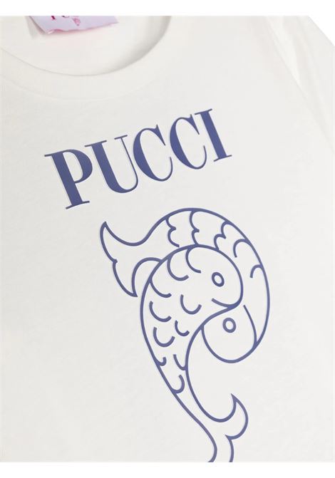 T-Shirt Bianca Con Logo EMILIO PUCCI JUNIOR | PT8A11-Z0082101