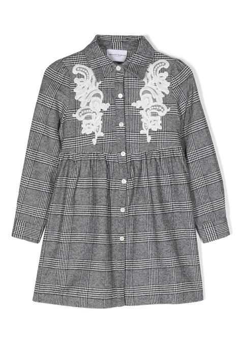 Prince of Wales Shirt Dress With Lace Appliqu?s ERMANNO SCERVINO JUNIOR | SFAB005-TV681D001