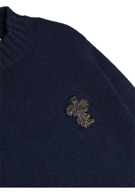 Pullover Blu Con Applicazione Logo Gioiello ERMANNO SCERVINO JUNIOR | SFMA001-FL944081