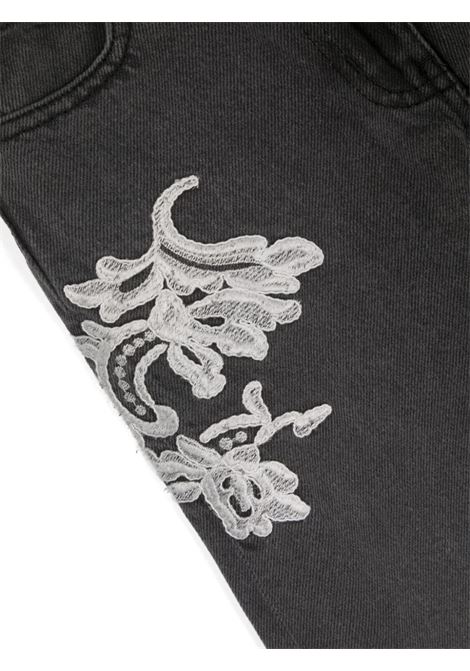 Grey Wide Jeans With White Floral Lace ERMANNO SCERVINO JUNIOR | SFPA003-DF0245010