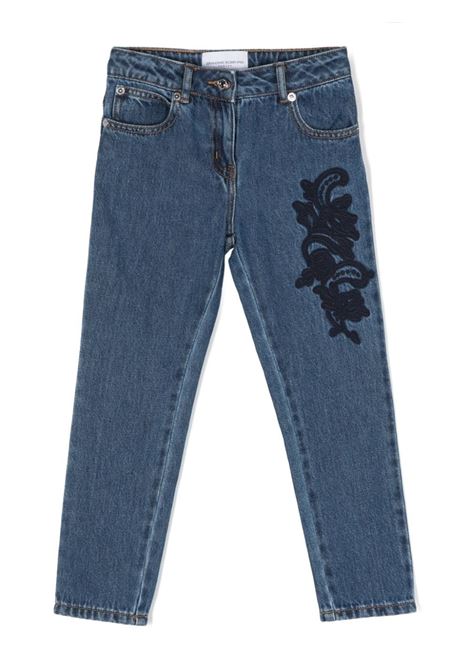 Jeans a Gamba Dritta Blu Con Applicazione Di Pizzo ERMANNO SCERVINO JUNIOR | SFPA004-DF0254081
