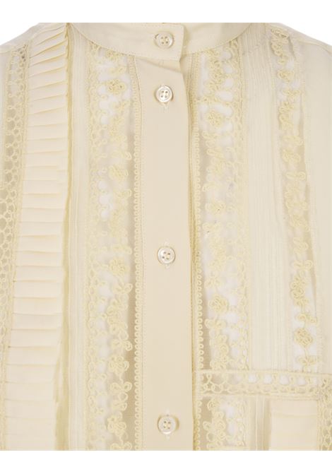 Light Beige Silk Shirt With Embroidered Plastron ERMANNO SCERVINO | D432K316FKE10107