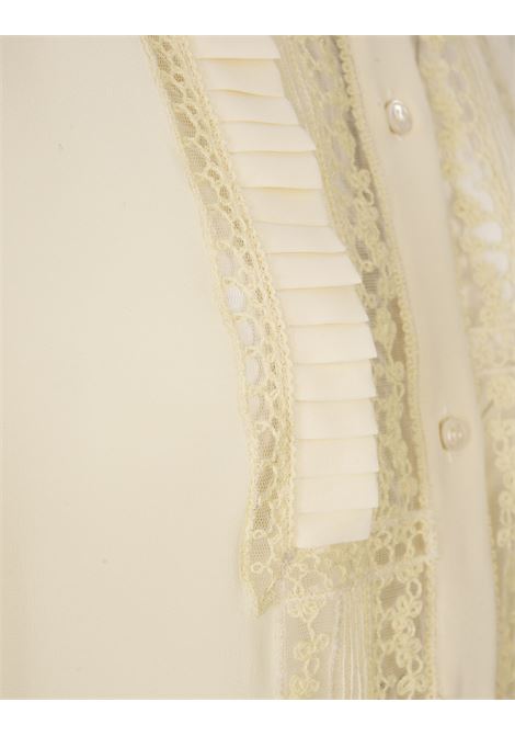 Light Beige Silk Shirt With Embroidered Plastron ERMANNO SCERVINO | D432K316FKE10107