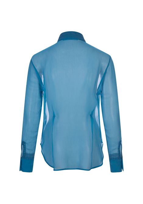 Blue Semi-Transparent Shirt With Embroidery ERMANNO SCERVINO | D432K324CFN84434