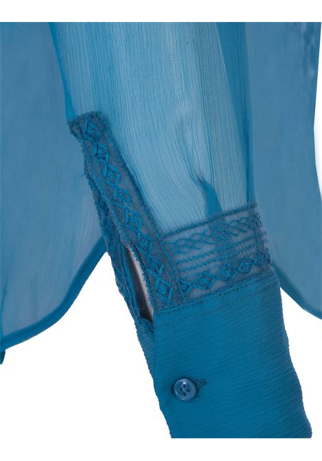 Blue Semi-Transparent Shirt With Embroidery ERMANNO SCERVINO | D432K324CFN84434