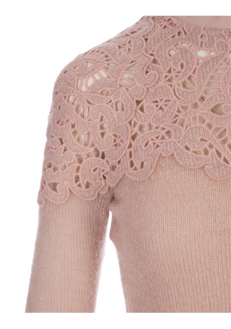 Pink Pullover With Cutwork Embroidery ERMANNO SCERVINO | D432L329ODX61511