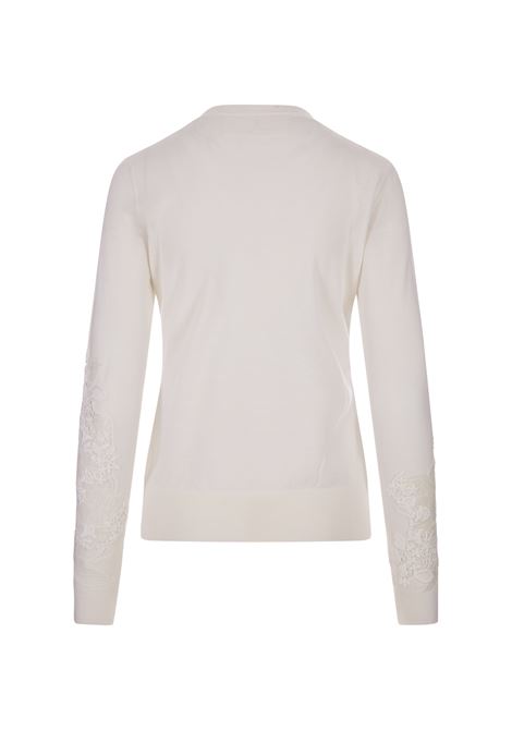White Cardigan With Floral Lace On The Sleeves ERMANNO SCERVINO | D435M302APATL10601