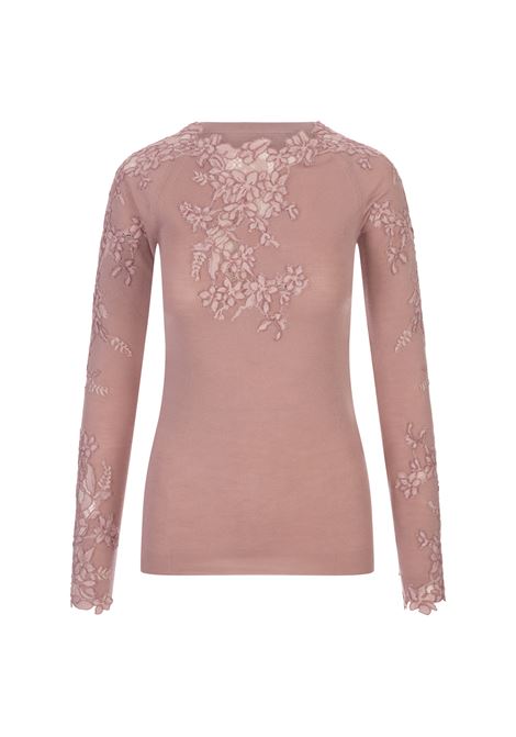 Pink Wool Sweater With Floral Lace ERMANNO SCERVINO | D435M312APLVN61511