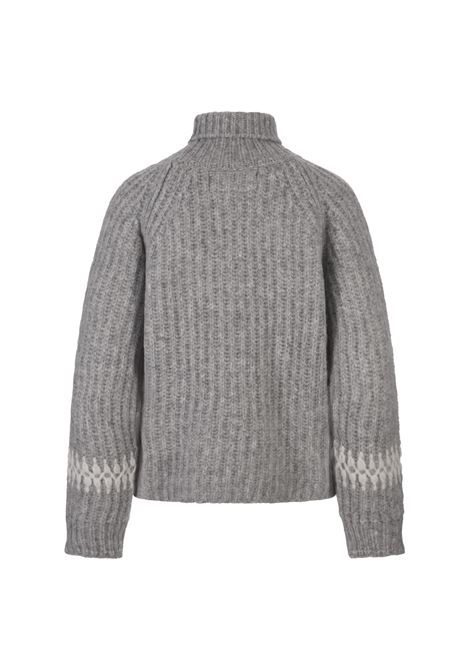 Grey Turtleneck Pullover With Embroidery ERMANNO SCERVINO | D435M316RPUYM1515