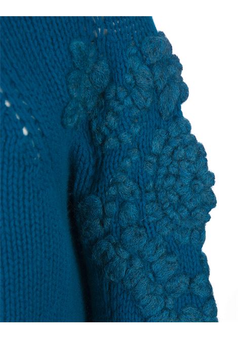 Blue Sweater With 3D Embroidery and Back V-Neckline ERMANNO SCERVINO | D435M342RDUI84434