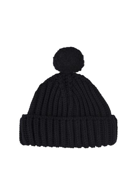 Black Knitted Beanie With Pompon ERMANNO SCERVINO | D435V301NWW95708
