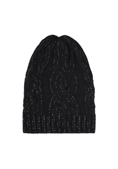 Black Braided Knitted Beanie With Crystals ERMANNO SCERVINO | D435V305CTHSK95708