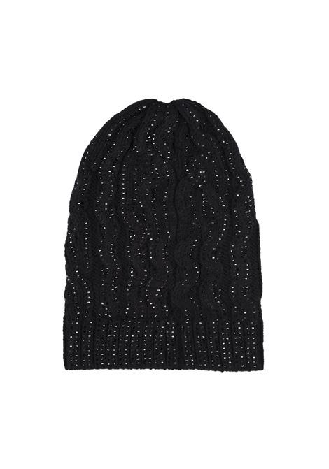 Black Braided Knitted Beanie With Crystals ERMANNO SCERVINO | D435V305CTHSK95708