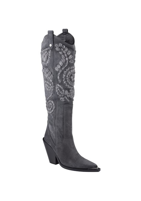 Grey Suede Texan Boots With Embroidery ERMANNO SCERVINO | D438Z472RDIW93910