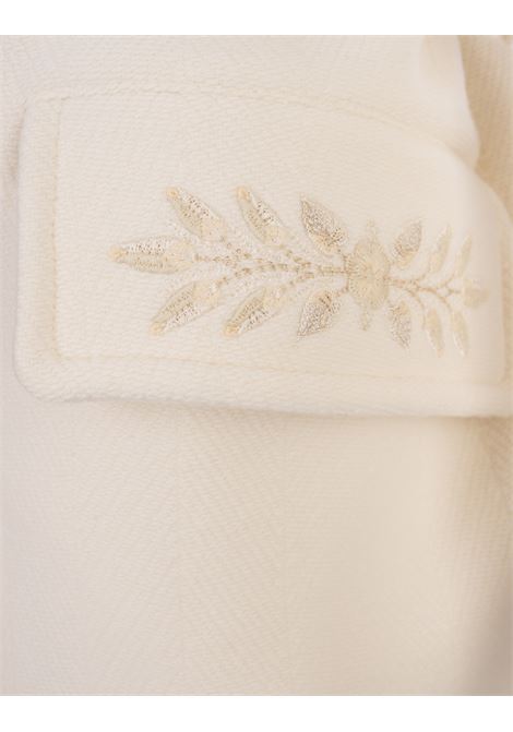 Cappotto Lungo Bianco Con Cintura e Ricami ETRO | 11407-7203990