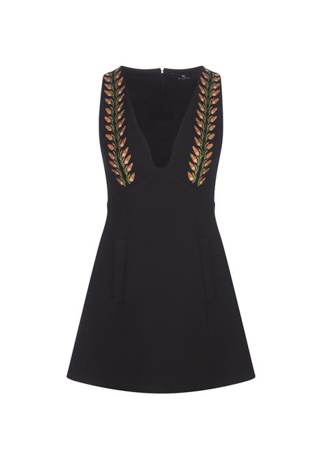 Black Wool Mini Dress With Floral Embroidery ETRO | 11621-72131